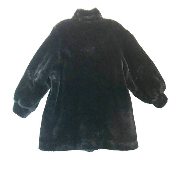VTG Y2K Marvin Richards Reversible Teddy Bear Winter Coat Black Womens M - Picture 2 of 11